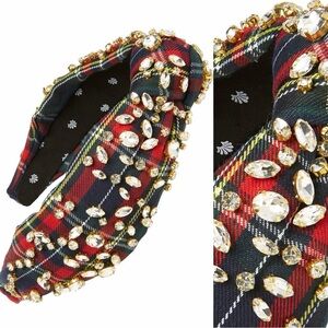 Lele Sadoughi Plaid Embellished Knotted Headband